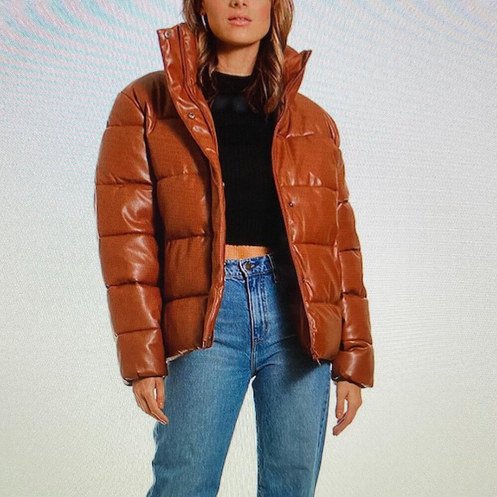 NWOT Unreal Fur Brown Winter Puffer Jacket Women Size 2X